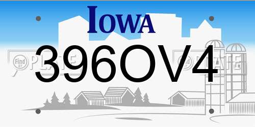 396OV4 Iowa License Plate