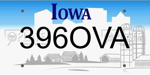 396OVA Iowa License Plate