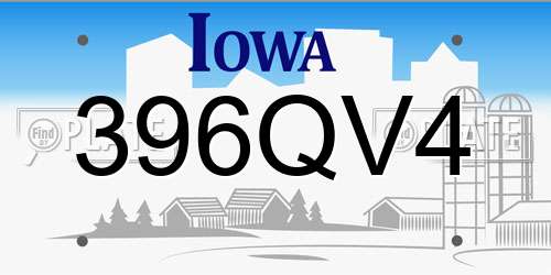 396QV4 Iowa License Plate