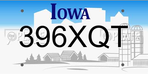 396XQT Iowa License Plate