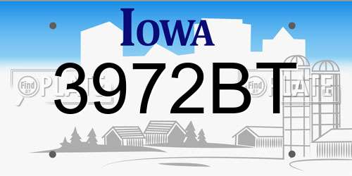 3972BT Iowa License Plate