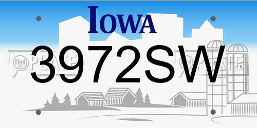 3972SW Iowa License Plate