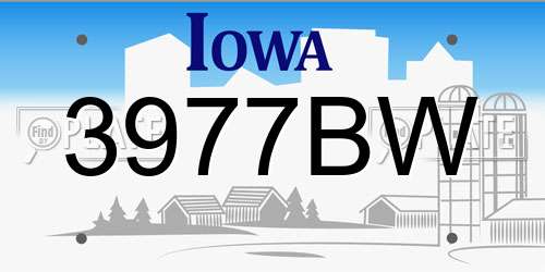 3977BW Iowa License Plate