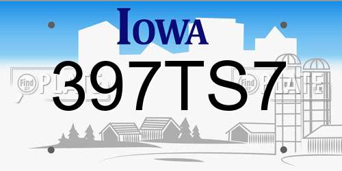 397TS7 Iowa License Plate