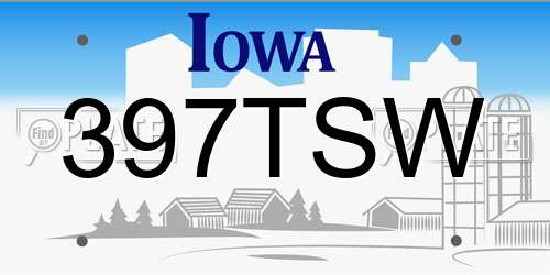 397TSW Iowa License Plate