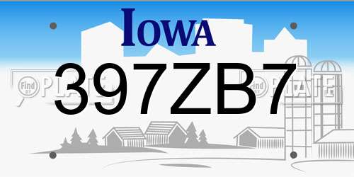 397ZB7 Iowa License Plate