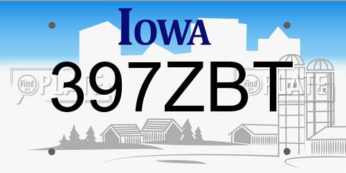 397ZBT Iowa License Plate