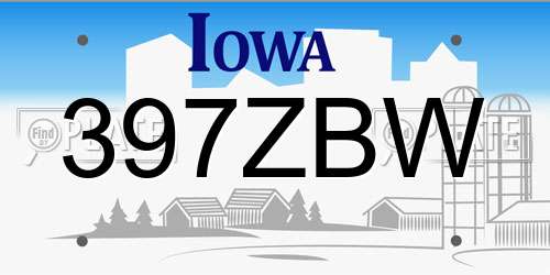 397ZBW Iowa License Plate
