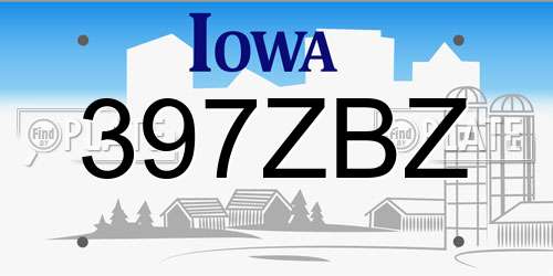 397ZBZ Iowa License Plate