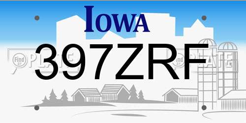 397ZRF Iowa License Plate
