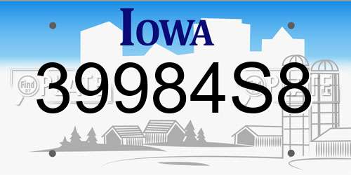 39984S8 Iowa License Plate