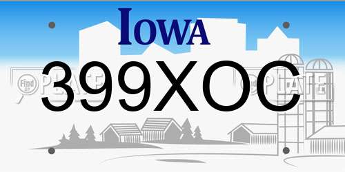 399XOC Iowa License Plate