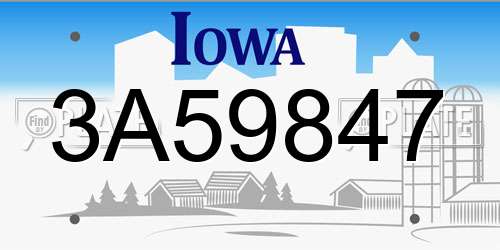 3A59847 Iowa License Plate