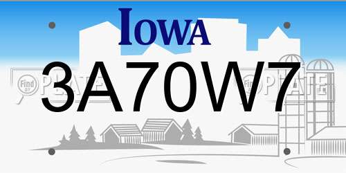 3A70W7 Iowa License Plate