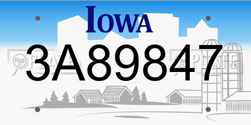 3A89847 Iowa License Plate