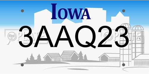3AAQ23 Iowa License Plate