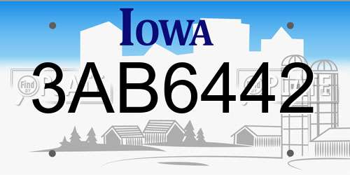 3AB6442 Iowa License Plate