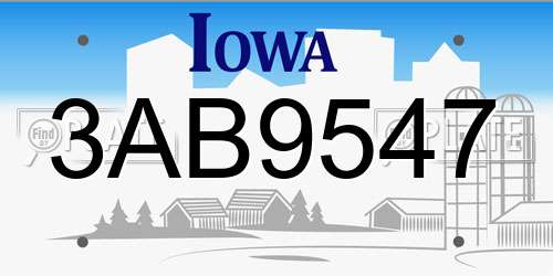 3AB9547 Iowa License Plate