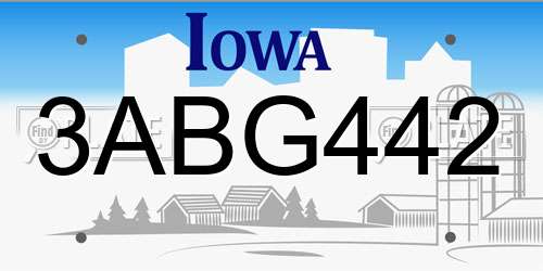 3ABG442 Iowa License Plate