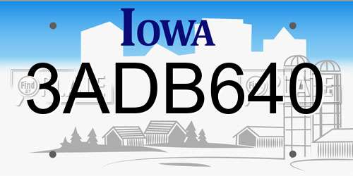3ADB640 Iowa License Plate