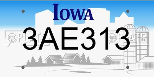 3AE313 Iowa License Plate