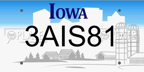 3AIS81 Iowa License Plate