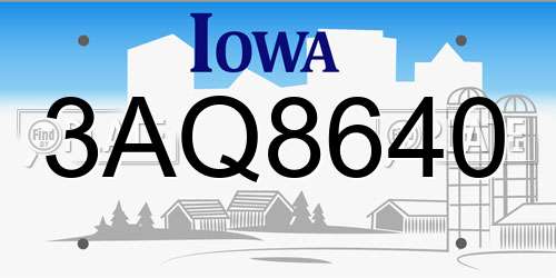 3AQ8640 Iowa License Plate
