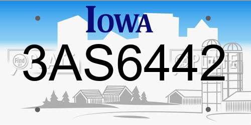 3AS6442 Iowa License Plate
