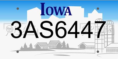 3AS6447 Iowa License Plate