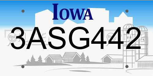 3ASG442 Iowa License Plate