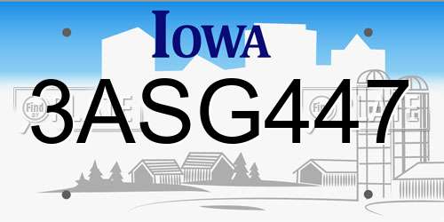 3ASG447 Iowa License Plate
