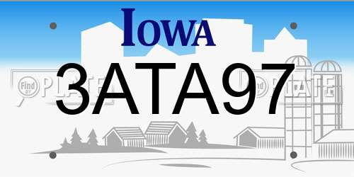 3ATA97 Iowa License Plate