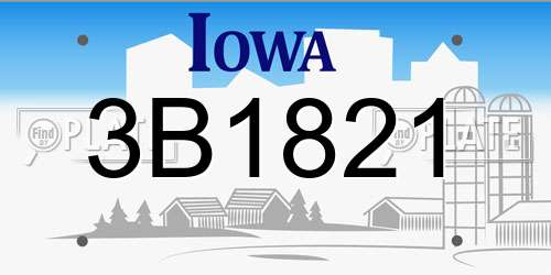 3B1821 Iowa License Plate