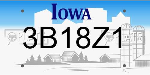3B18Z1 Iowa License Plate