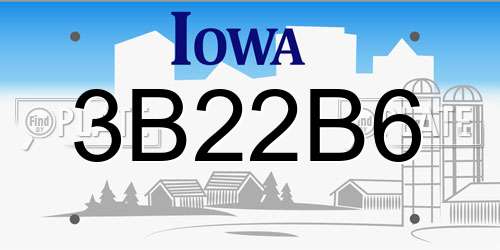 3B22B6 Iowa License Plate