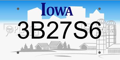 3B27S6 Iowa License Plate
