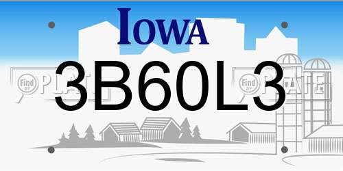 3B60L3 Iowa License Plate