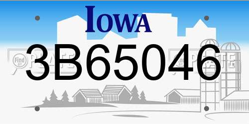 3B65046 Iowa License Plate