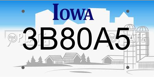 3B80A5 Iowa License Plate