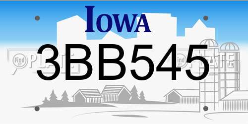 3BB545 Iowa License Plate