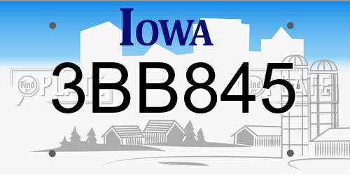 3BB845 Iowa License Plate
