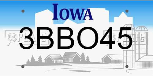 3BBO45 Iowa License Plate