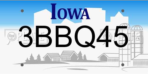 3BBQ45 Iowa License Plate