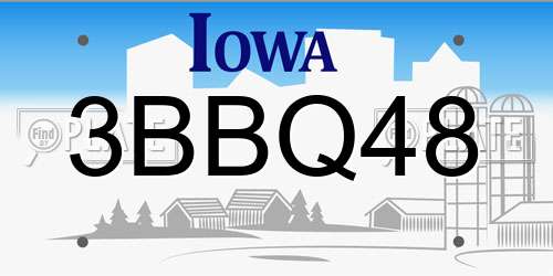 3BBQ48 Iowa License Plate