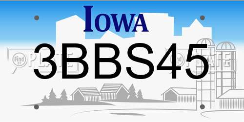 3BBS45 Iowa License Plate