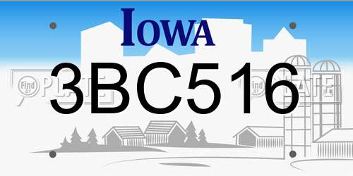 3BC516 Iowa License Plate