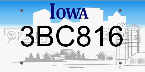 3BC816 Iowa License Plate