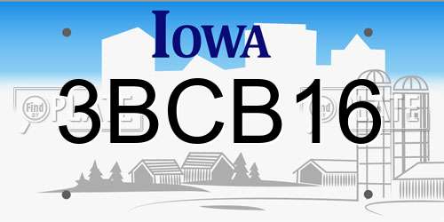 3BCB16 Iowa License Plate