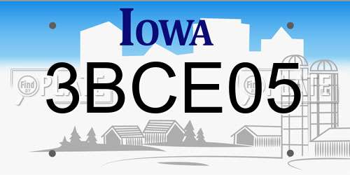 3BCE05 Iowa License Plate