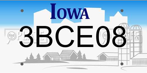 3BCE08 Iowa License Plate